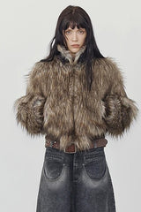 Double Faced Plush Patchwork Coat