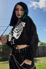 Punk Style Skeleton Print Hoodie