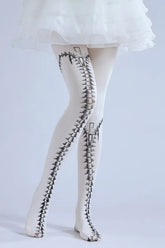 Gothic Zipper High Waist Slim Socks