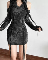 Hollow Eyelet Strap Mini Dress