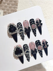 Gothic Lace Dark Fake Nails
