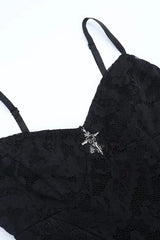 Gothic Vintage Lace Split See Through Maxi Dress