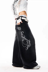 Y2K High Waist Wide Leg Denim Pants