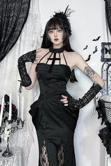 Vintage Alt Goth Lace Patchwork See Through Maxi Dress