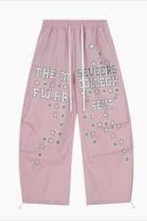Y2K Street Letter & Broken Star Print Scimitar Pants