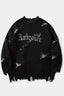 Distressed Letter Motif Relaxed Sweaters