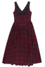 Red Plaid Sheer Sleeve Skirt Sets
