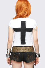 Emo Girl Punk Print Slim Crop Top