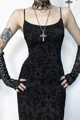 Dark Style Halter Bag Hip Maxi Dress