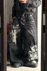 Retro Print Baggy Pants