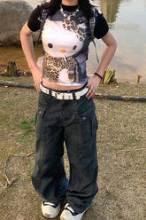 Y2K Retro Crew Neck Fitted Crop Top