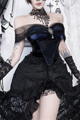 Dark Gothic Off-Shoulder Mesh Corset