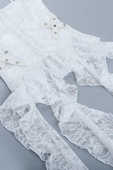 Goth Sweet Lace Eyelet Crop Tank Top