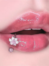 Rhinestone Heart Cat Paw Lip Stud