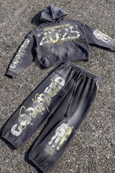 Dark Gothic Graphic Oversized Black Hoodie