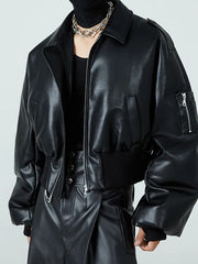 Short Thick PU Leather Jacket