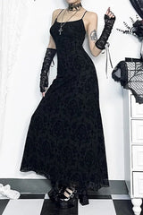 Dark Style Halter Bag Hip Maxi Dress