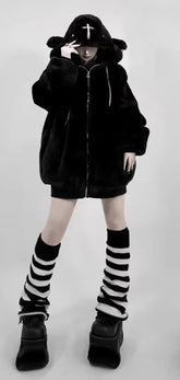 Thick Pile Hooded Long Coat
