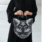 Gothic Punk Style Pentacle Cat Top Handle Fashion Bag Halloween