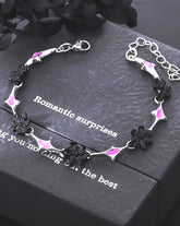 Dark Purple Black Floral Bracelet