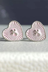 Vintage Enamel Pink Heart Earrings