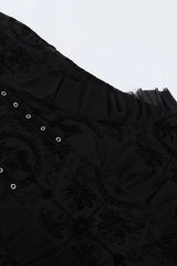 Goth Dark Flocking Print Halter Bandage Maxi Dress