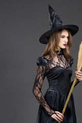 Sexy Black Lace Witch Cosplay Halloween Costume