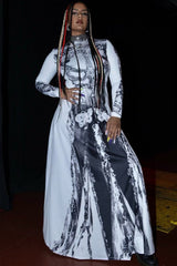 Halloween Black Floral High Neck Long Sleeve Dress