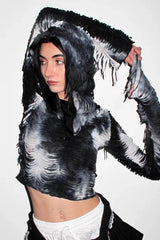 Dark Style Ruched Hoodie