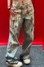 Chain Detail Trompe-L'Oeil Wide-Leg Jeans