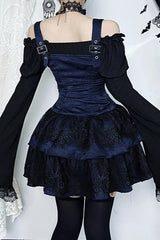 Gothic Vintage Zipper Placket Tube Mini Dress