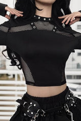 Gothic Hollow Out Mesh T-Shirt