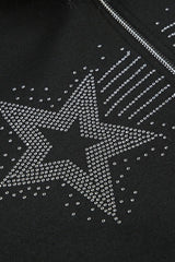Vintage Star Print Fur Collar Hoodie