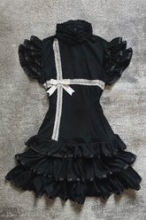 Vintage Half High Neck Bow Mini Dress