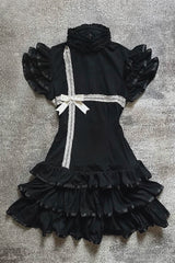 Vintage Half High Neck Bow Mini Dress