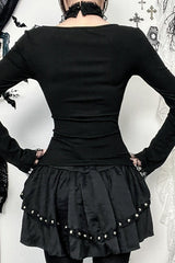 Lace Trim Buckle Gothic T-Shirt