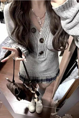 Spice Girls Gray Slim Long-sleeve Comfortable Sweater