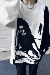 Streetwear Faux Mink Guitar Knit Sweater