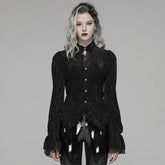 Elastic Velvet Gothic Long Sleeve Blouse