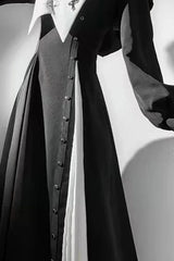 Dark Lolita Halloween Cosplay Draped Long Sleeve Maxi Dress