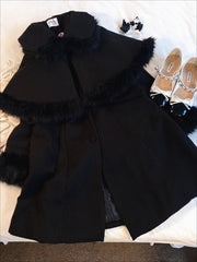 Vintage Lapel Single-breasted Wool Cape Coat