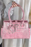 Street Studded Croc Embossed Shoulder Bag