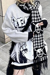 Punk Y2K Skull Thick Knit Scarf