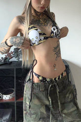 Striped Skull Punk Swimwear