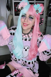 Yangelo Pink Kawaii Gothic Ghost Bat Grunge Knit Sweater