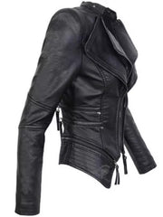 Short Punk Moto PU Leather Zip Patchwork Jacket