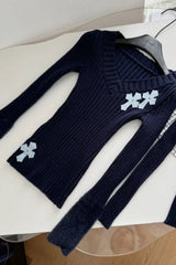 Vintage Slim Lace Sling 2-piece Set Knit Top