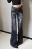 Cross Patch Distressed Flared Pants