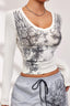 Dark Gothic Wing Print Long Sleeve T-Shirt