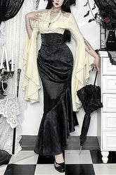 Gothic Halter Cross Backless Skirt